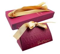 ONEBO 30 Pcs Kraft Party Treat Favour Gift Boxes,Wedding Kraft Paper Cones,Comes with a ribbon tie,for Party Favour, Wedding, Birthday, Crafting and Proposal(burgundy)