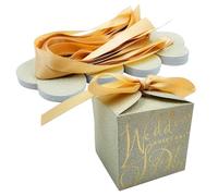 ONEBO 30 Pcs Kraft Party Treat Favour Gift Boxes,Wedding Kraft Paper Cones,Comes with a ribbon tie,for Party Favour, Wedding, Birthday, Crafting and Proposal(Gold Glitter)
