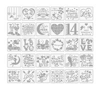 ONEBO 30 Pieces Valentine Drawing Painting Templates,Love Heart Stencils,Valentine's Day DIY Painting Template,for Valentines Paintings,DIY Craft Decoration Supplies