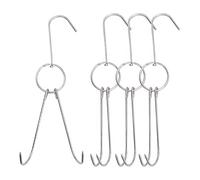ONEBO 4 Pcs Stainless Steel Meat Hooks - Rotatable Double Hooks for Smoking, Stainless Steel Hanging Butchers S Meat Food Hook, Hanging Bacon, Hams, Roast Duck, Meat, BBQ Grill