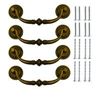 ONEBO 4 Sets Bail Pull Handle, 5.4 Inch Kitchen Door Handles Kitchen, Retro Drawer Handles, Kitchens Cupboard Handles, Antique Brass, for Kitchens Cabinet Bedside Cupboard, Dresser Pulls Cabinet