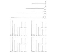 ONEBO 50 Pieces Skewers Stainless Steel, Reusable Grilled Kebabs,Vertical Meat Skewers for Air Fryer Skewer, Oven Hanging Skewer,Barbecue Needles for Grilling, 4 Different Sizes (Stainless Steel)