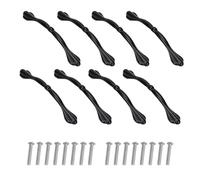 ONEBO 8 Pcs Black Flat Cabinet Handle,Drawer Wardrobe Handles,Cabinet Pull Handles with Screws,for Cupboard Wardrobe Dressers Home Kitchen Bedroom(Length 12.5cm)