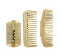 ONEBO Set of 3 wood coloured combs,Handmade combs,Wide tooth comb,For long,short,coarse and fine hair,as well as for removing dandruff with a close-toothed comb