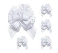 ONEBOOM 5 PCS White Pull Bows, 7 Inch Large Organza Wedding Car Ribbon, Reusable Car Ribbon for Wedding, Chiffon Yarn Pull Bows for Gift Wrapping Basket Flower Valentine's Day Birthday Decorations