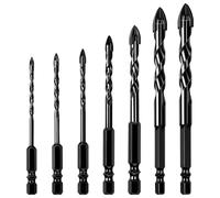 ONEBOOM 7 PCS Masonry Drill Bits Set,Professional Tungsten Carbide Tile Drill Bits Set with Box,Concrete Drill Bit for Porcelain/Glass/Brick/Plastic/Cement/Wood/Tile,All Size 3 4 5 6 8 10 12mm
