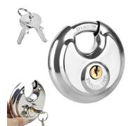 ONEBOOM Disc Padlocks with Keys, 70 mm Stainless Steel Outdoor Padlock, Anti Cut Heavy Duty Padlock with 10mm Shackle, Outdoor Padlock Weatherproof for Container, Warehouse, Garage, Shed, Gate, Fence