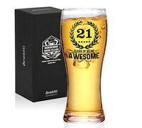 Onebttl 21st Birthday Gifts for Boys, Men or Him - 21 Years of Being Awesome - 450ml/15oz Beer Glass - 21 Years Old Birthday Beer Glass Gifts for Son, Grandson, Nephew or Boyfriends