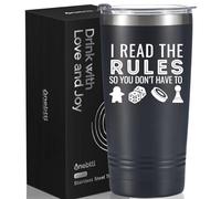 Onebttl Board Game Lovers Gifts, Gifts for Board Gamers, 20oz Stainless Steel Black Insulated Tumbler with Lid & Straw, Black - I Read the Rules, So You Don't Have to
