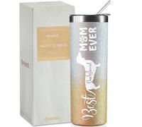 Onebttl Dachshund Gifts, Best Dachshund Mom Ever, Gifts for Wiener Dog Lovers, Women, Girls, Friends, Daughters, Coworkers, Stainless Steel Tumbler 590ml, Glitter Gold & Silver