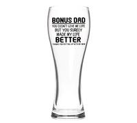 Onebttl Dad Beer Glass - 450 ml Pint Glass for Birthday, Father's Day, Christmas from Daughter, Son - Beer Mug Gift - Thanks for Putting up with My Mom