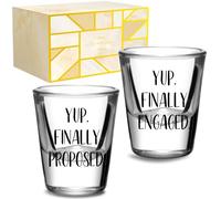 Onebttl Engagement Gift for Couples - Unique Newly Engaged Shot Glass Set for Future Mr & Mrs - 1.5 oz (45 ml) - Yup Finally Proposed/Engaged
