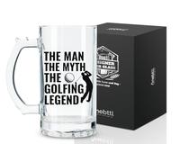 Onebttl Funny Golf Beer Glass 17oz(500ml) for Golfers - The Man The Myth The Golfing Legend - Gift for Dad, Coworker, Boss, Birthday, Retirement