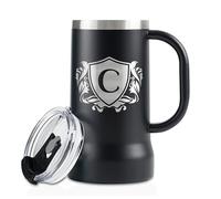 Onebttl Personalised Beer Stein - Custom Monogram Beer Mug with Handle, 24oz Double-Walled Stainless Steel - Gift for Beer Lovers, Dad, Him - Birthday, Holiday - Letter C