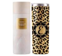 Onebttl Personalized Leopard Cup with Initial - Unique Gifts for Women Who Have Everything on Birthday, Christmas - 20 oz Double-Wall Vacuum Tumbler with Lid and Straw - Golden Glitter - Letter E