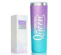 Onebttl Pickleball Gifts for Women, Gifts for Pickleball Lovers, Pickleball Accessories, PICKLEBALL QUEEN, 20 oz Stainless Steel Skinny Tumbler with Lid, Violet-Blue Gradient Glitter