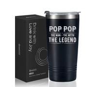 Onebttl Pop Pop Gifts for Father's Day, Pop Pop Tumbler from Granddaughters and Grandsons for Christmas Birthday, Stainless Steel Cup with Lid, 20oz/590ml - The Man The Myth The Legend