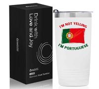 Onebttl Portuguese Gifts with Portugal Flag, Portuguese Portugal Souvenirs, 20oz Stainless Steel Insulated Travel Mug, Perfect for Portuguese Men & Women on Birthday & Christmas - I'm Not Yelling