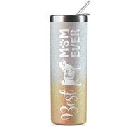 Onebttl Pug Gifts - Dog Mom & Owner 590ml Glitter Gold & Silver Skinny Tumbler