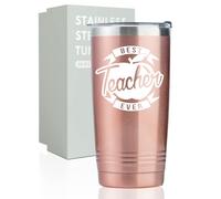 Onebttl Teacher Gifts Tumbler for Women Men, 20oz Stainless Steel Cup with Lid Straw for Teacher Day, End of School, Christmas - Best Teacher Ever Apple