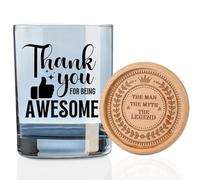 Onebttl Thank You Gifts for Men, Thank You for Being Awesome, Whiskey Glass with Coasters for Coworkers, Employees, The Men The Myth The Legend,