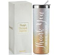 Onebttl Thank You Gifts, Thank You for Being Awesome, Gift for Coworkers,Mentor, Boss, Best Friend, 20Oz Skinny Tumbler for Women, Glitter Silver & Gold
