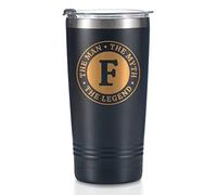 Onebttl The Man The Myth The Legend Mug with Initials, Monogrammed Stainless Steel Travel Tumbler for Men, Funny Personalised Coffee Cup, Custom Birthday Christmas Gifts for Him, 590 ml, F