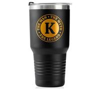 Onebttl The Man The Myth The Legend Mug with Initials, Monogrammed Stainless Steel Travel Tumbler for Men, Funny Personalised Coffee Cup, Custom Birthday Christmas Gifts for Him, 887 ml, K