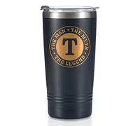 Onebttl The Man The Myth The Legend Mug with Initials, Monogrammed Stainless Steel Travel Tumbler for Men, Funny Personalised Coffee Cup, Custom Birthday Christmas Gifts for Him, 590 ml, T