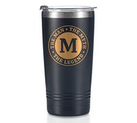 Onebttl The Man The Myth The Legend Mug with Initials, Monogrammed Stainless Steel Travel Tumbler for Men, Funny Personalised Coffee Cup, Custom Birthday Christmas Gifts for Him, 590 ml, M