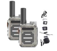 Onecandforal Walkie Talkies, Waterproof & Shock Resistant Walkie,Rechargeable Portable Communication Devices for Outdoor Work, Hiking, and Travel (Transparent,2pcs)