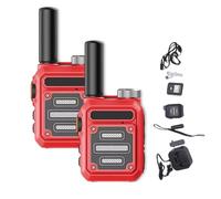 Onecandforal Walkie Talkies, Waterproof & Shock Resistant Walkie,Rechargeable Portable Communication Devices for Outdoor Work, Hiking, and Travel (Red,2pcs)