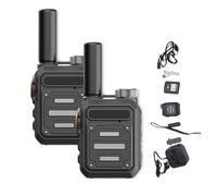 Onecandforal Walkie Talkies, Waterproof & Shock Resistant Walkie,Rechargeable Portable Communication Devices for Outdoor Work, Hiking, and Travel (Black,2pcs)
