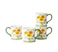 ONECCI Pastoral Coffee Mug Set of 4-15.2 Oz Large Capacity Porcelain In-Glaze Cups for Tea, Latte, Cocoa - Dishwasher & Microwave Safe, Great Housewarming Gift-Sunflower