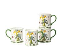 ONECCI Pastoral Coffee Mug Set of 4-15.2 Oz Large Capacity Porcelain In-Glaze Cups for Tea, Latte, Cocoa - Dishwasher & Microwave Safe, Great Housewarming Gift-Iris