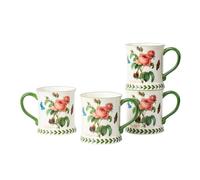 ONECCI Pastoral Coffee Mug Set of 4-15.2 Oz Large Capacity Porcelain In-Glaze Cups for Tea, Latte, Cocoa - Dishwasher & Microwave Safe, Great Housewarming Gift-Pink Rose