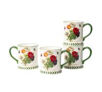 ONECCI Pastoral Coffee Mug Set of 4-15.2 Oz Large Capacity Porcelain In-Glaze Cups for Tea, Latte, Cocoa - Dishwasher & Microwave Safe, Great Housewarming Gift-Corn Poppy