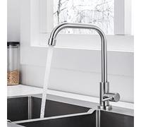 ONECE Kitchen Tap Cold Water with 360° Rotation, Cold Water Tap Kitchen Made of Stainless Steel, Kitchen Tap Cold Water with Connection Hose and Removable Bubbler, Matt
