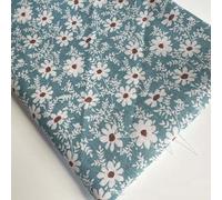 ONECHANCE Cotton Linen Fabric by the Metre 150cm Wide Printed Decorative Fabric for Tablecloth DIY Projects Color Blue Daisy Size 1 Metre