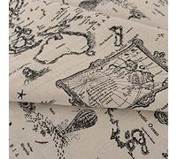 ONECHANCE Printed Cotton Linen Fabric by The Metre 100x150cm Decorative Fabric for DIY Projects and Tablecloth Making Color Map Size 1 Metre