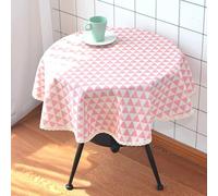 ONECHANCE Round Tablecloths Cotton Linen Blend Fabric Tablecloths Printed Table Cover for Kitchen Home Dinning Color Triangle Pink Size Round 120cm