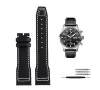 ONECMN 20mm 21mm Italy Genuine Leather Watchband For IWC Big PILOT Spitfire Watch Cowhide Black brown blue Man Wristband(Black no buckle,20mm)