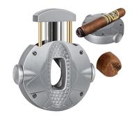 ONECMN 3 in 1 Cigar Cutter Holder Rotator Round Ergonomic Gift for Lovers(Gray)