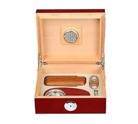 ONECMN Cigar Cutter Wood Humidor Box Ashtray Spanish Cedar Leather Case Travel Desktop Storage Holder Manual Tobacco Accessory Kit(Brown)