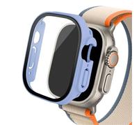 ONECMN Glass case For Apple Watch Ultra 2 case 49mm smar twatch PC Bumper Screen Protector Tempered Cover iwatch series band Accessories(Ice blue 12,Ultra 49mm)