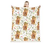 Onecmore Highland Cow Blanket Sunflower Farm Animal Christmas Birthday Gifts for Cow Lovers Gifts for Baby Women Kids Adults Soft Throw Warm Lightweight Cozy for Living Room Couch Bed Decor