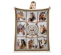 Onecmore Horse Blanket Horse Gifts for Girl Women, Gifts for Mom-Aunt-Daughter-Niece-Friend,Horse Dream Catcher Flower Print Soft Throw Blanket for Couch Bedding Bedroom (50"x 60",horse1)