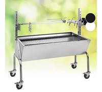 OneConcept 2-in-1 BBQ Rotisserie Kit & Barbecue Grill, Electric Rotisserie & Grill, Extra Large Pig Barbeque With Wheels, Outdoor Spit Roast With Stainless Steel Grate and Ash Tray