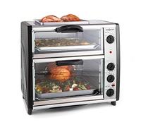 oneConcept All-You-Can-Eat double oven - electric oven, two separate baking chambers, 42 litres total capacity, grill plate, 2400 W, adjustable temperature: 60-240°C, stainless steel, silver