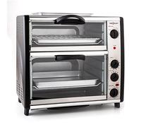oneConcept All-You-Can-Eat - v2, Double Electric Oven, 2 Cooking Chambers, Top Grill, Total Capacity 42 L, 2400 W, Temperature: 60-240 ° C, Timer, Stainless Steel, Silver